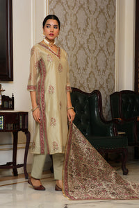 Thumbnail for Vaasva Women Green Chanderi Block Printed Embroidered Kurta Set With Solid Pants & Dupatta