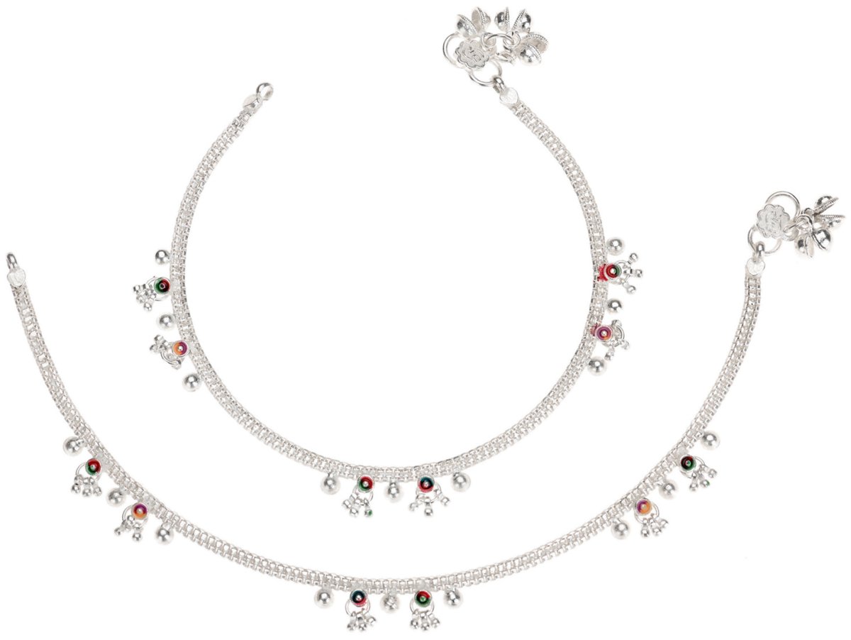 AanyaCentric Silver Plated Traditional Anklets Payal - Classic and Stylish for Women and Girls - Distacart