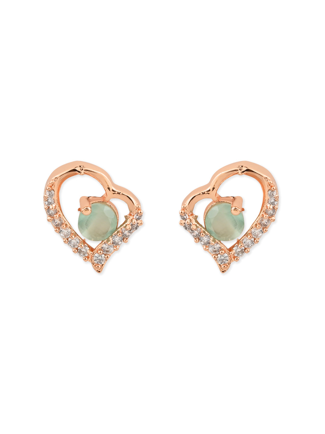 Stylish Latest Fashion Rose Gold-Plated Heart Shaped Stud Earrings for Women - Wahe Jewels