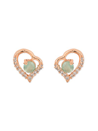 Thumbnail for Stylish Latest Fashion Rose Gold-Plated Heart Shaped Stud Earrings for Women - Wahe Jewels