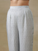 Thumbnail for trueBrowns Grey Bandhani Printed Silk Overlay Jacket Blouse Pant Set - Distacart