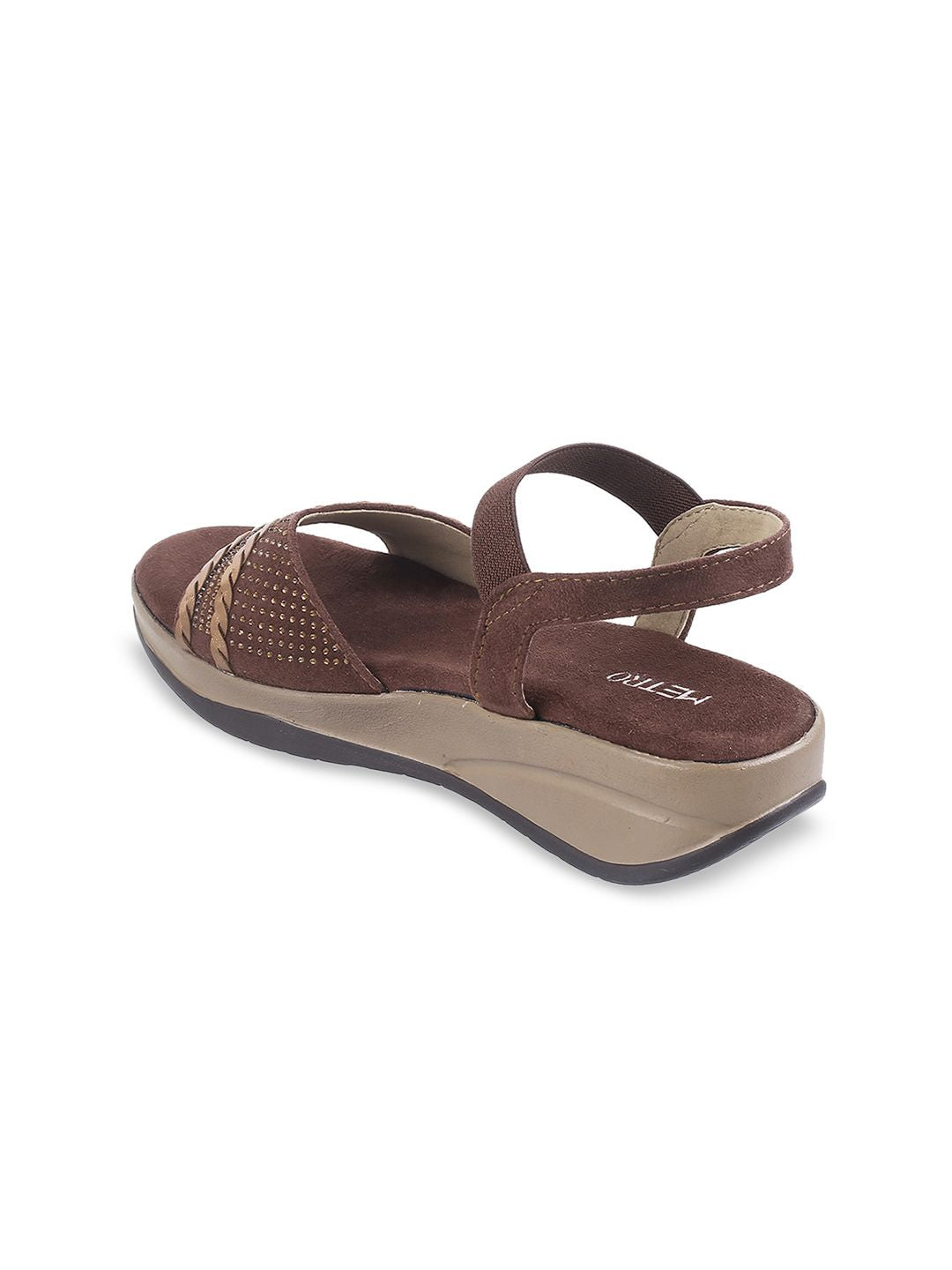 Metro Embellished Open Toe Wedges With Backstrap