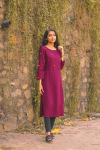 Thumbnail for Women Purple Yoke Design Straight Kurta - Rasiya