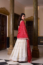 Thumbnail for Lorenvalley Fashion Offwhite Vichitra Silk Sequins and Thread Embroidery Work Lehenga Choli with Dupatta