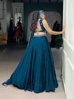 Thumbnail for Lorenvalley Fashion Rama Fendi Silk Sequins and Thread Embroidery Work Belt Lehenga Choli with Dupatta