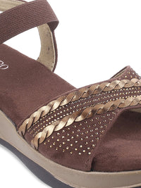 Thumbnail for Metro Embellished Open Toe Wedges With Backstrap