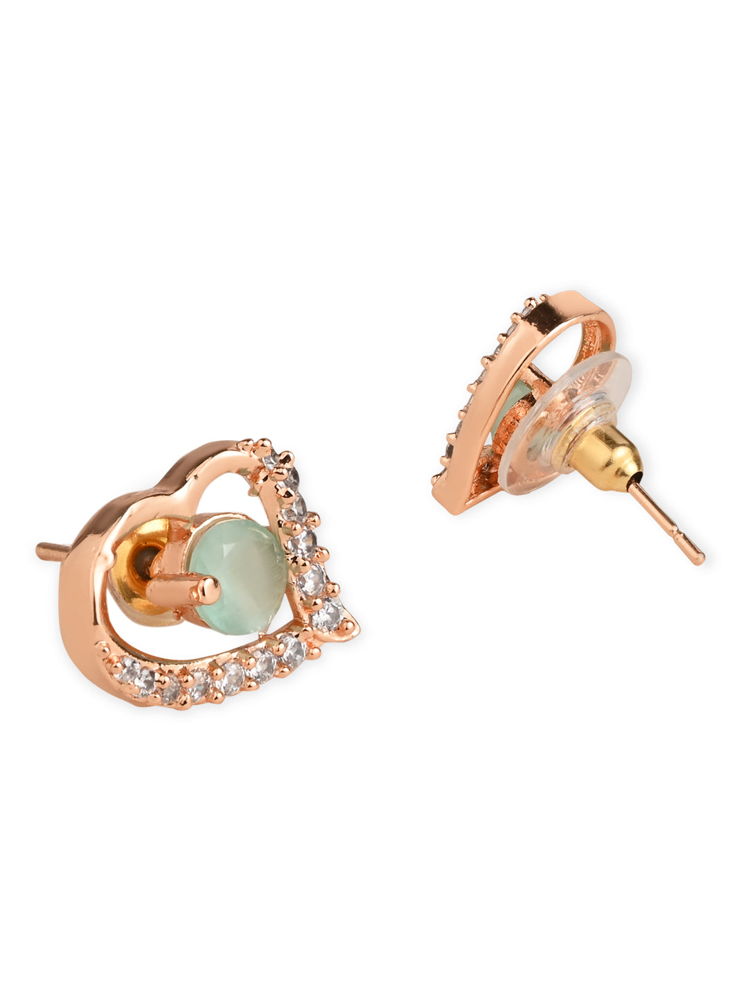 Stylish Latest Fashion Rose Gold-Plated Heart Shaped Stud Earrings for Women - Wahe Jewels