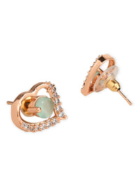 Thumbnail for Stylish Latest Fashion Rose Gold-Plated Heart Shaped Stud Earrings for Women - Wahe Jewels