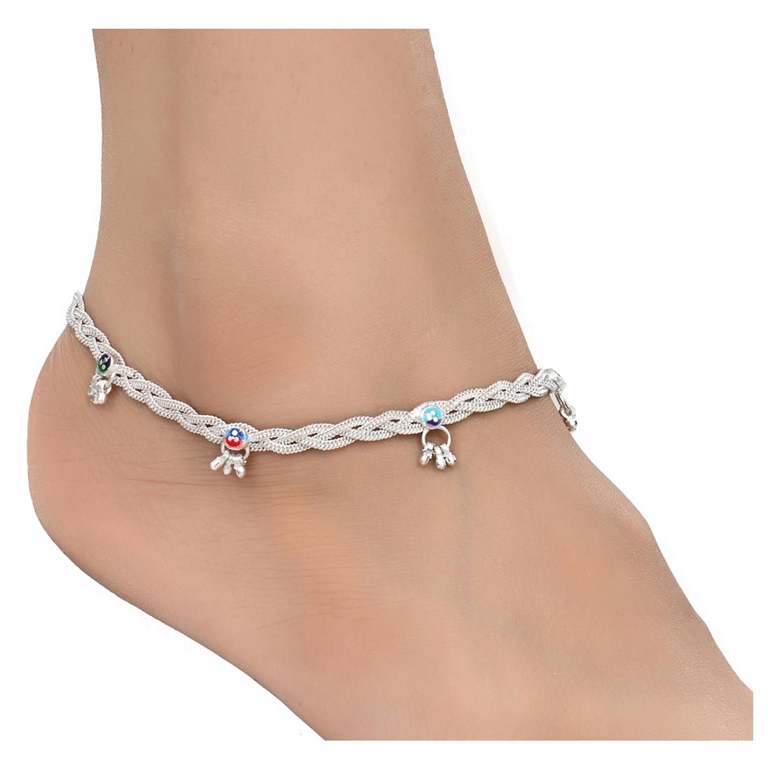 AanyaCentric Silver Plated Traditional Anklets Payal - Classic and Stylish for Women and Girls - Distacart