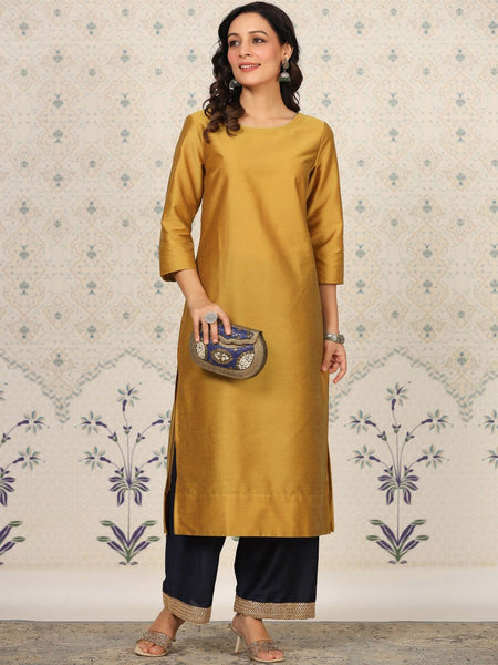 Ode by House of Pataudi Round Neck Kurta With Palazzos - Distacart