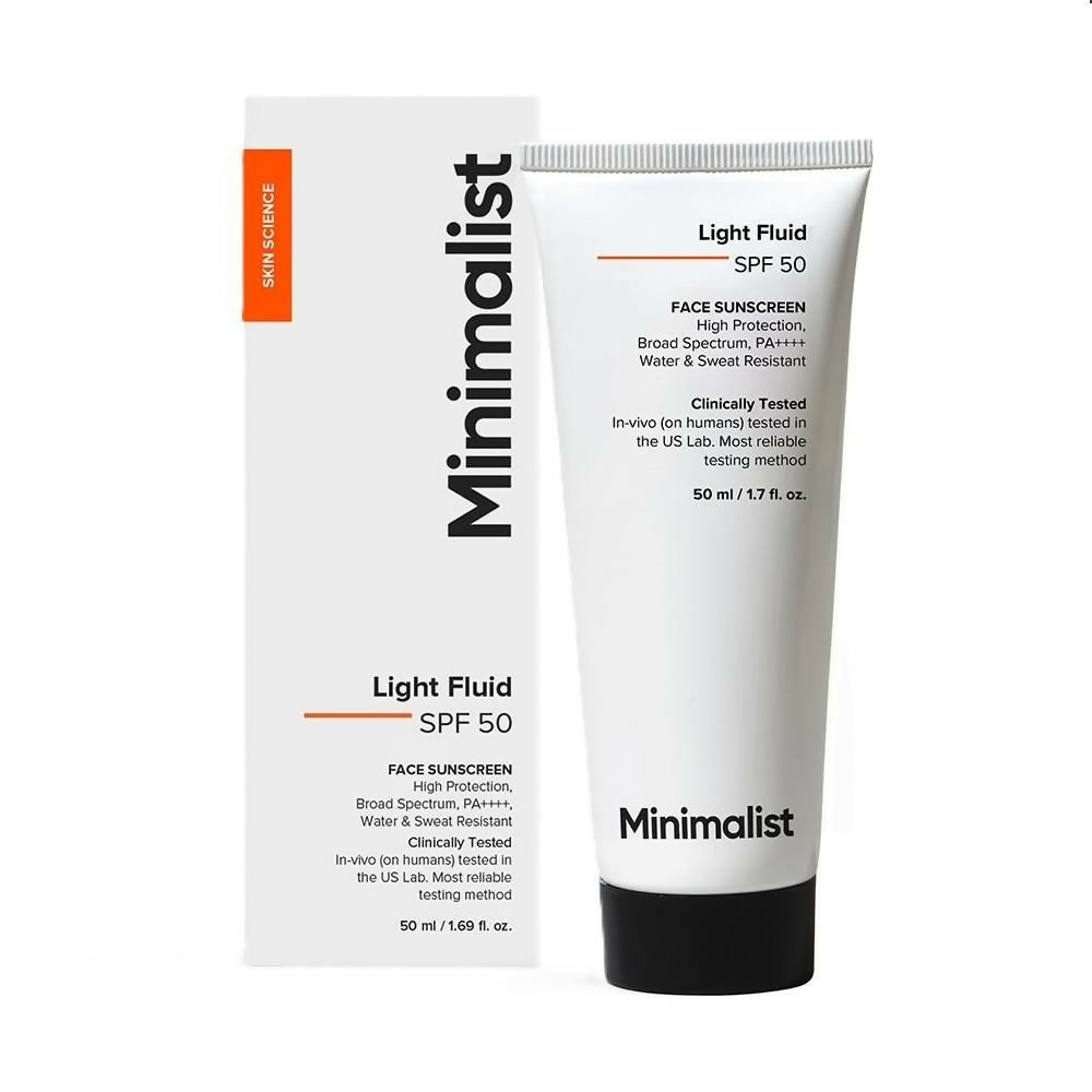 Minimalist Light Fluid Face Sunscreen with SPF 50 PA++++ - Lightweight, Water & Sweat Resistant - Distacart