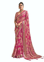 Thumbnail for Joban Fashion Pinkdull Moss Brasso With Kasab Zari Border Saree & Tassels With Brasso Blouse