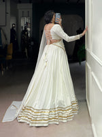 Thumbnail for Lorenvalley Fashion White Pure Rayon Lace Touch Up Lehenga Choli with Dupatta