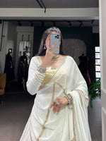 Thumbnail for Lorenvalley Fashion White Pure Rayon Lace Touch Up Lehenga Choli with Dupatta