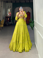 Thumbnail for Lorenvalley Fashion Parotgreen Pure Rayon Plain With Gota Patti Touch Up Lehenga Choli with Koti