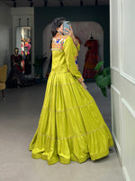 Thumbnail for Lorenvalley Fashion Parotgreen Pure Rayon Plain With Gota Patti Touch Up Lehenga Choli with Koti