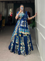 Thumbnail for Lorenvalley Fashion Blue Rayon With Printed Silk Lehenga Choli with Dupatta