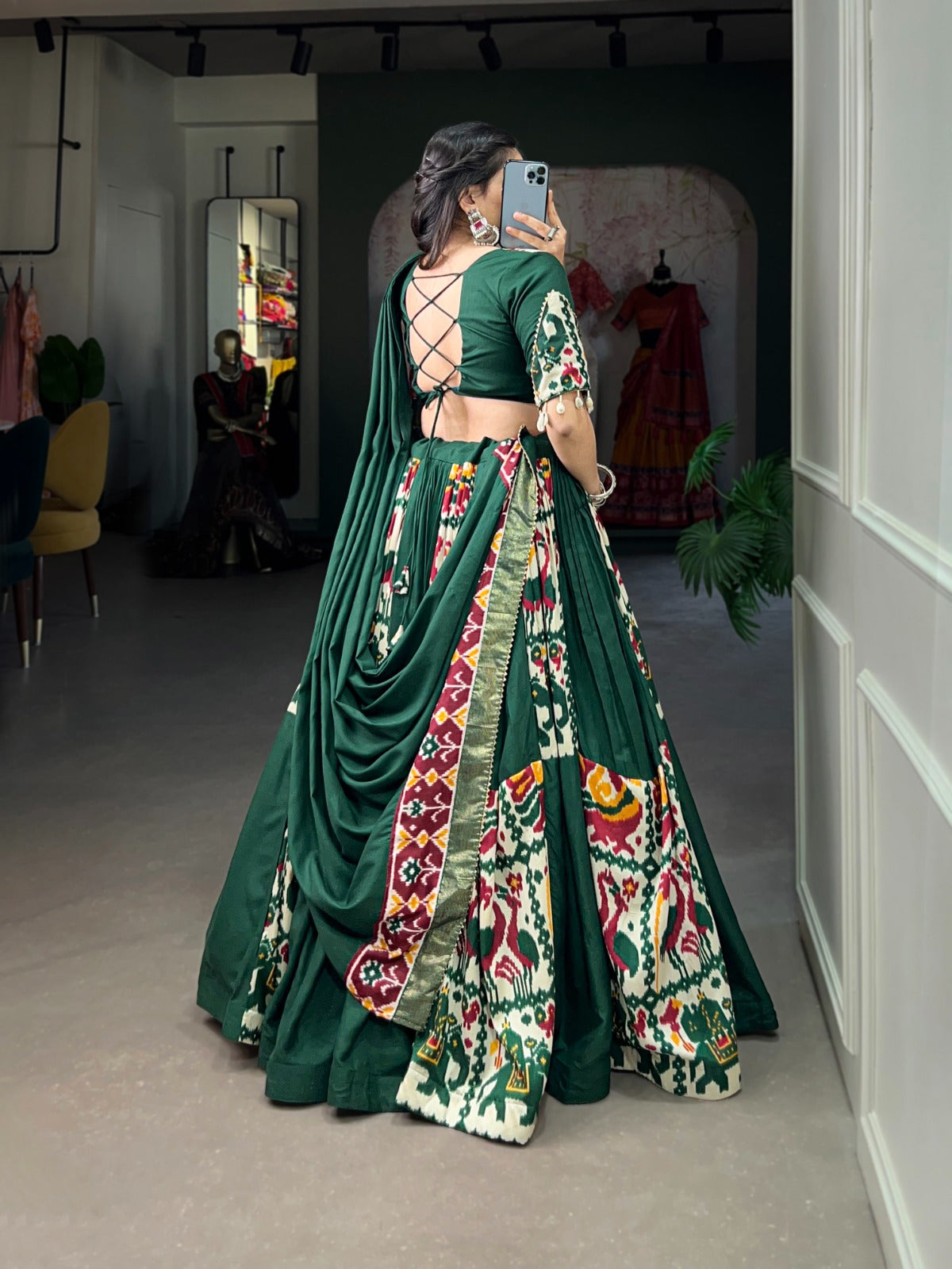 Lorenvalley Fashion Green Rayon With Printed Silk Lehenga Choli with Dupatta