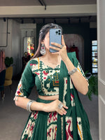 Thumbnail for Lorenvalley Fashion Green Rayon With Printed Silk Lehenga Choli with Dupatta