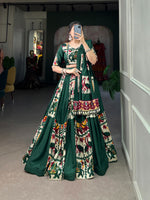 Thumbnail for Lorenvalley Fashion Green Rayon With Printed Silk Lehenga Choli with Dupatta