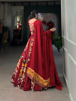 Thumbnail for Lorenvalley Fashion Maroon Rayon With Printed Silk Lehenga Choli with Dupatta