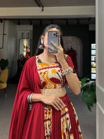 Thumbnail for Lorenvalley Fashion Maroon Rayon With Printed Silk Lehenga Choli with Dupatta