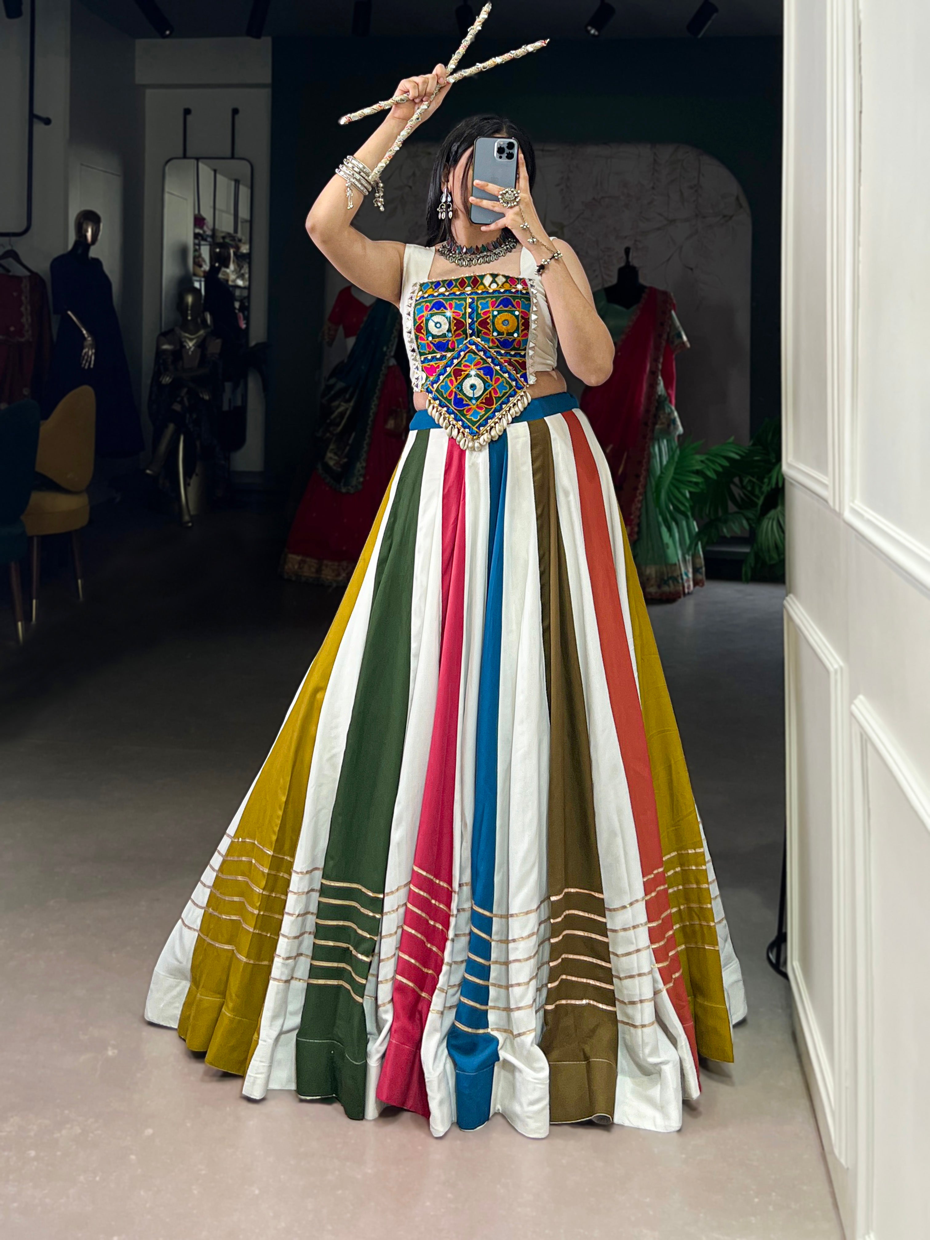 Lorenvalley Pure Rayon Gota Patti Lace Touch Up Lehenga Choli