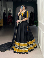 Thumbnail for Lorenvalley Fashion Black Pure Rayon Sequins Lace With Gota Patti Lace Touch Up Lehenga Choli with Dupatta
