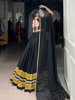 Thumbnail for Lorenvalley Fashion Black Pure Rayon Sequins Lace With Gota Patti Lace Touch Up Lehenga Choli with Dupatta