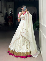 Thumbnail for Lorenvalley Fashion White Pure Rayon Embossed Design With Gota Patti Lace Touch Up Lehenga Choli with Dupatta