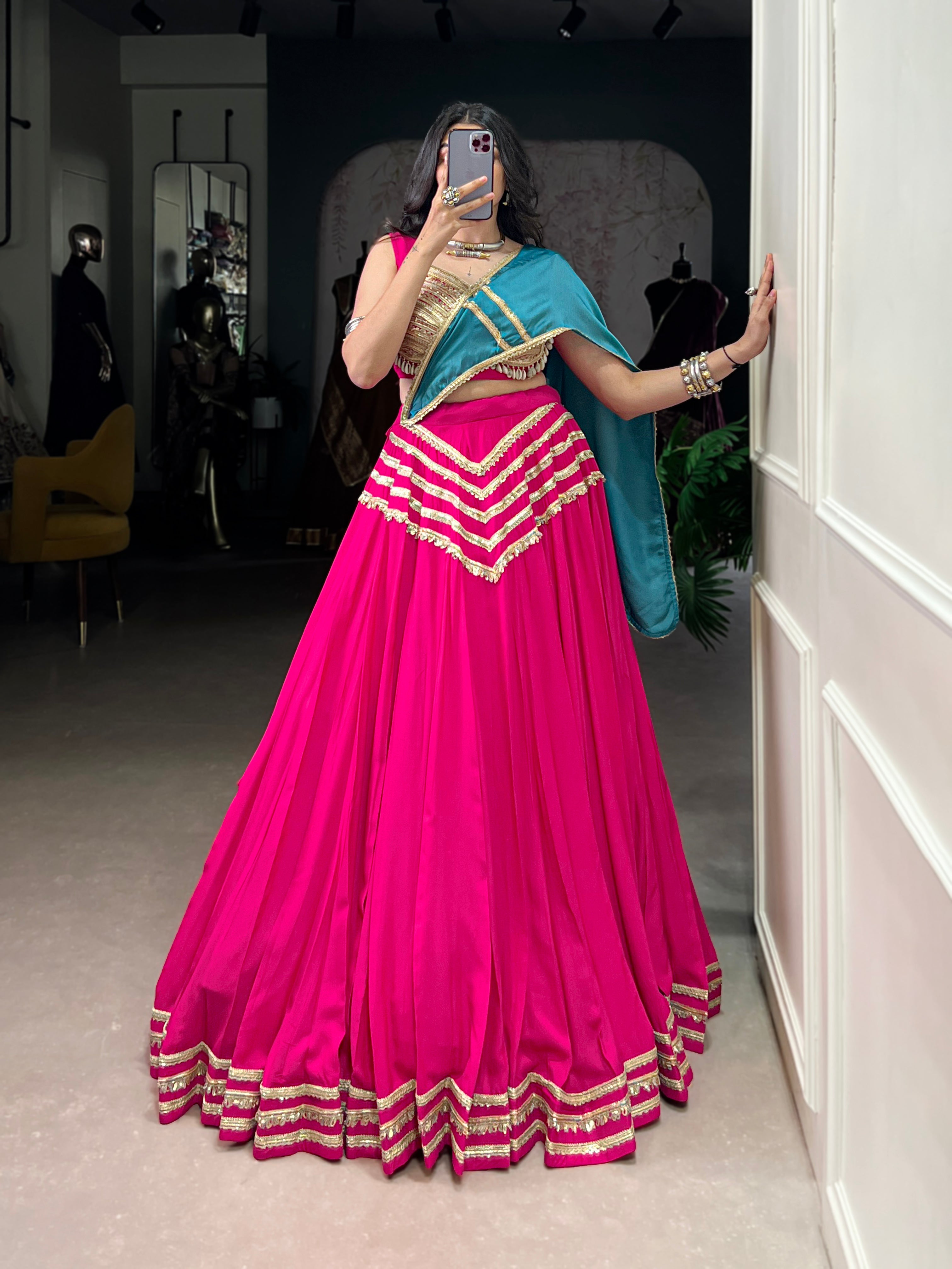 Lorenvalley Fashion Pink Pure Cotton Sequins Lace Touch Up Lehenga Choli with Dupatta