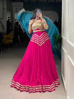 Thumbnail for Lorenvalley Fashion Pink Pure Cotton Sequins Lace Touch Up Lehenga Choli with Dupatta