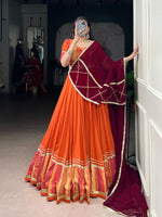 Thumbnail for Lorenvalley Fashion Orange Pure Rayon Bandhej Print with Sequins Lace Boarder Lehenga Choli with Dupatta