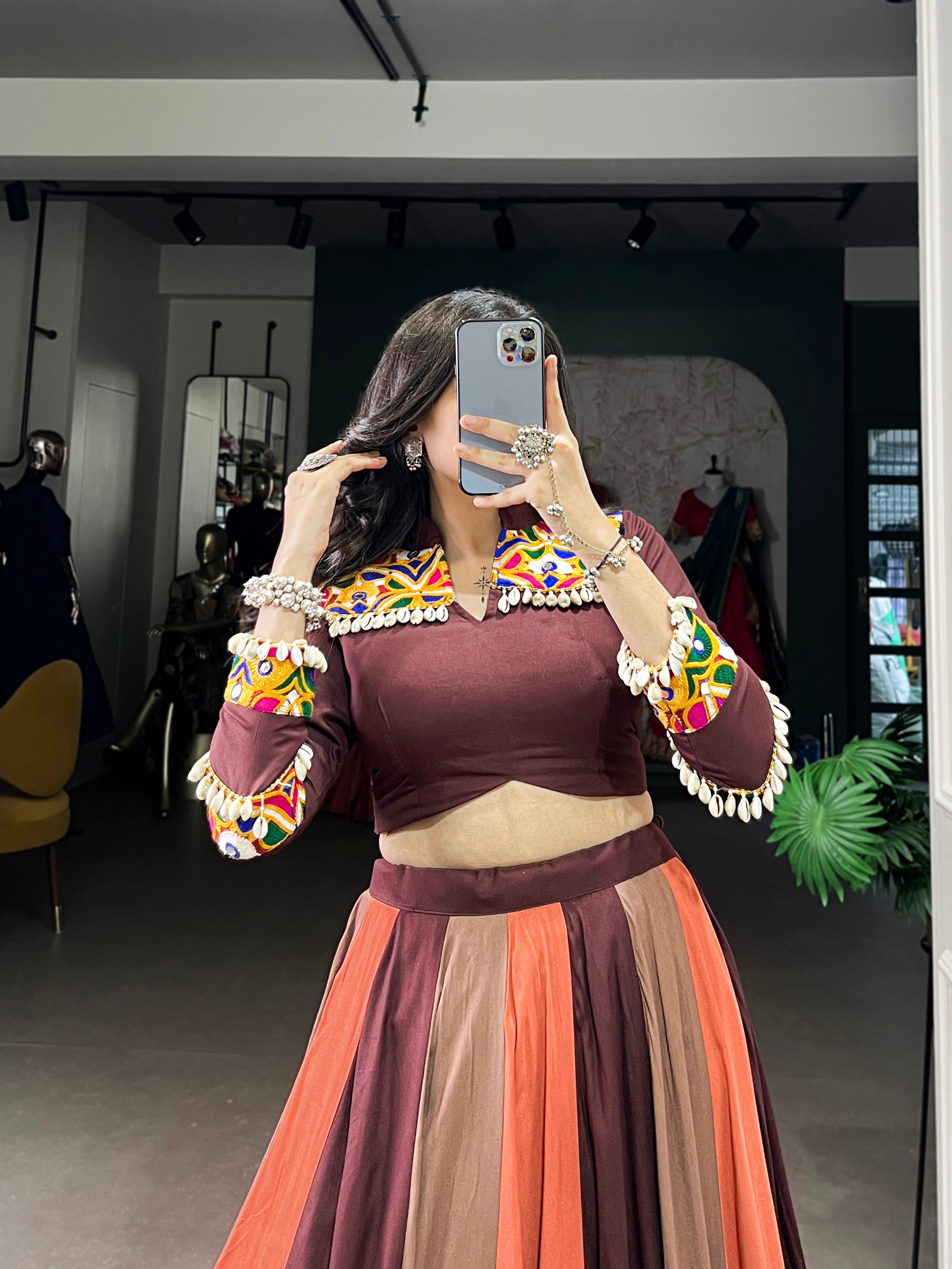 Lorenvalley Fashion Multicolor Pure Rayon Embossed Design Lace Touch Up Lehenga Choli