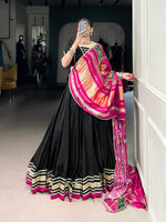 Thumbnail for Lorenvalley Fashion Black Silk Georgette Lace Touch Up Lehenga Choli with Dupatta