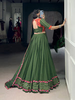 Thumbnail for Lorenvalley Fashion Mahendi Pure Rayon Original Mirror Gamthi Work With Gotta Patti Lace Touch Up Lehenga Choli with Dupatta
