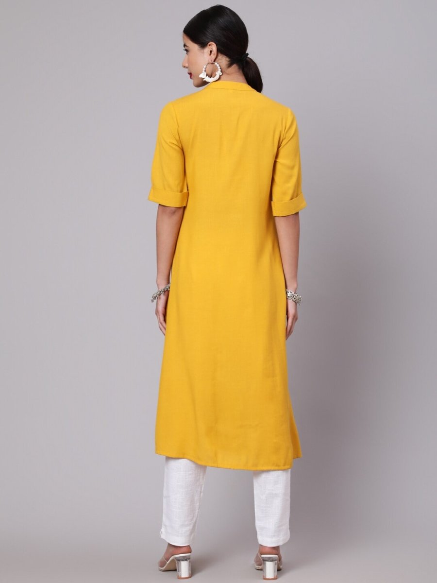 Aks Ethnic Motifs Embroidered Thread Work A-Line Kurta - Distacart