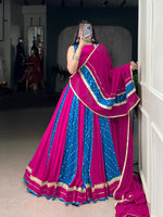 Thumbnail for Lorenvalley Fashion Pink Tasar Silk Bandhej Print With Lace Touch Up Lehenga Choli with Dupatta