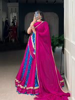 Thumbnail for Lorenvalley Fashion Pink Tasar Silk Bandhej Print With Lace Touch Up Lehenga Choli with Dupatta