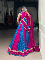 Thumbnail for Lorenvalley Fashion Pink Tasar Silk Bandhej Print With Lace Touch Up Lehenga Choli with Dupatta