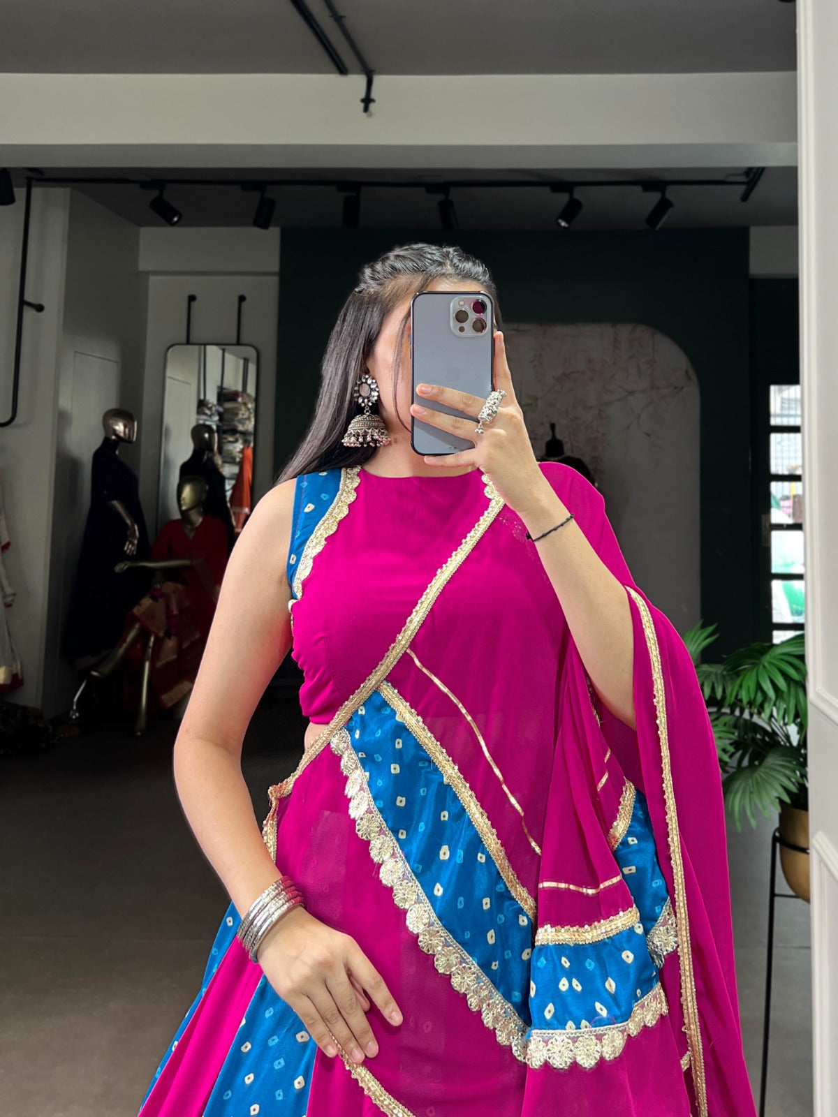 Lorenvalley Fashion Pink Tasar Silk Bandhej Print With Lace Touch Up Lehenga Choli with Dupatta
