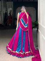 Thumbnail for Lorenvalley Fashion Pink Tasar Silk Bandhej Print With Lace Touch Up Lehenga Choli with Dupatta