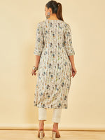 Thumbnail for Soch Floral Printed Thread Work Straight Kurta - Distacart