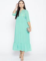 Thumbnail for AURELIA Women Green Self Design Maxi Dress - Distacart