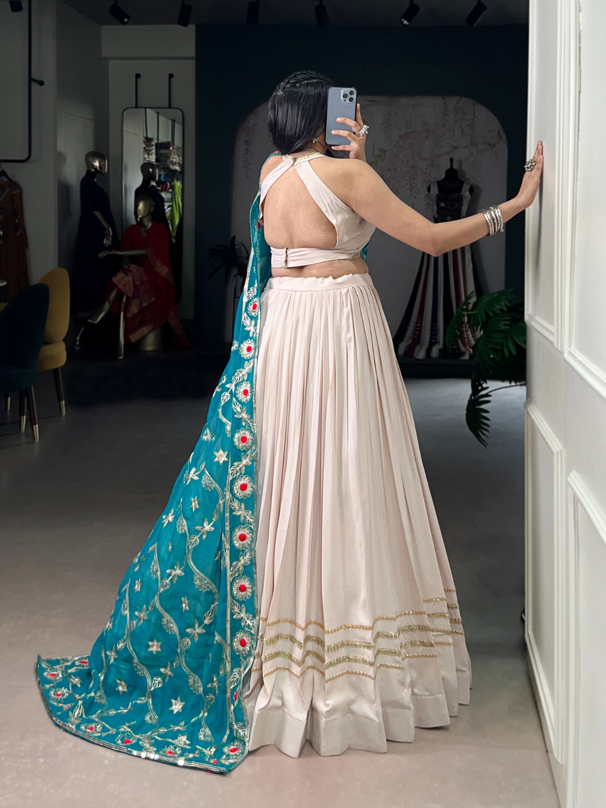 Lorenvalley Fashion Offwhite Pure Rayon Lace Touch Up Lehenga Choli with Dupatta