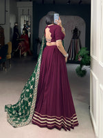 Thumbnail for Lorenvalley Fashion Wine Pure Rayon Lace Touch Up Lehenga Choli with Dupatta