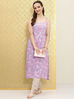 Thumbnail for Ode by House of Pataudi Women Pink Floral Printed Fusion Kurta - Distacart