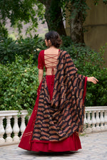 Thumbnail for Lorenvalley Maroon Pure Cotton Plain With Gota Patti Touch Up Lehenga Choli - Distacart
