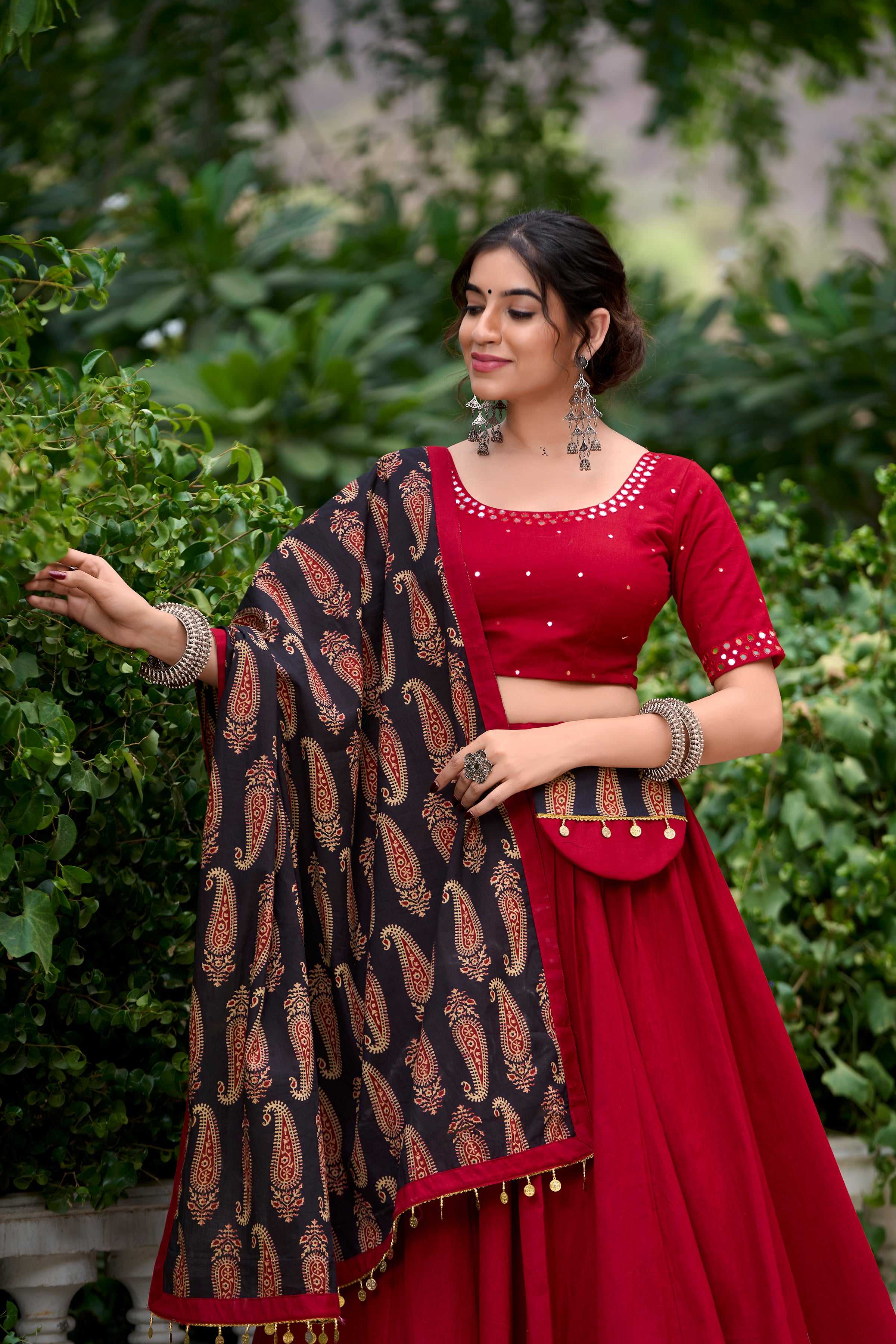 Lorenvalley Maroon Pure Cotton Plain With Gota Patti Touch Up Lehenga Choli - Distacart