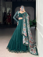 Thumbnail for Lorenvalley Fashion Green Marble Lace Touch Up Lehenga Choli with Dupatta
